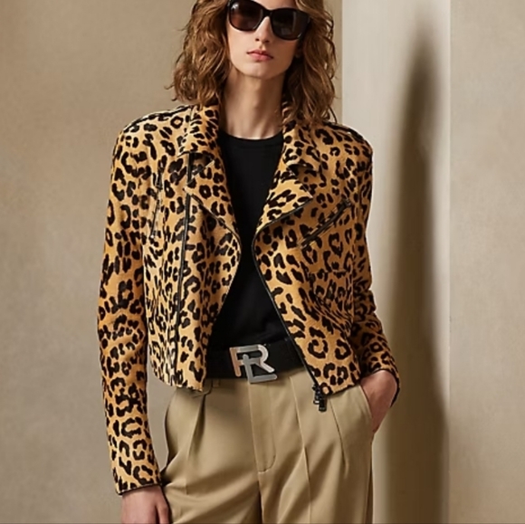 Ralph Lauren Purple Label Bevelyn Leopard Print Leather Jacket MSRP 7336$ - Picture 4 of 14